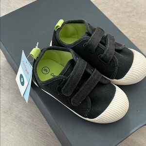 Casual Black Kids Shoes with Velcro Straps
